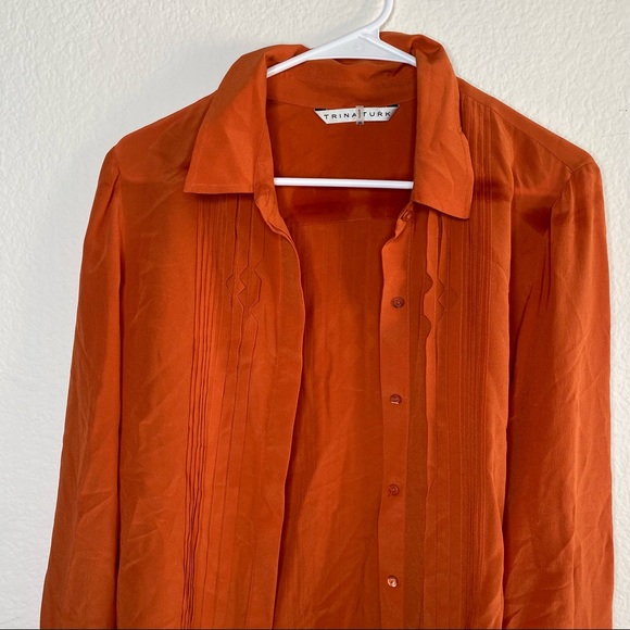 Trina Turk orange silk blouse - Picture 3 of 12